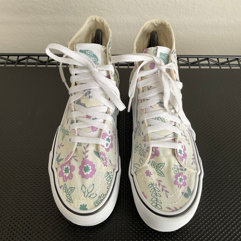 Vans Sk8-Hi Platform Floral Light Green Sneakers Womens 9 Mens 7.5 721356 - Picture 14 of 14